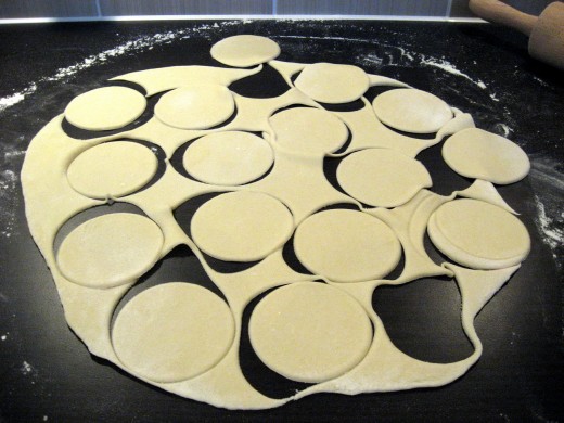 Circles made of whole piece of flattened dough