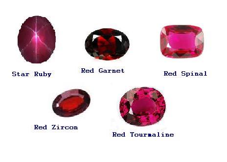 Ruby Substitute Gemstones - Star Ruby, Red Garnet, Red Spinal, Red zircon and Red Tourmaline.
