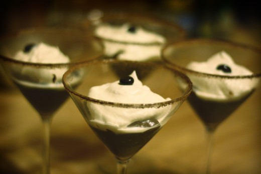 Lovely chocolate pudding with whipped cream!