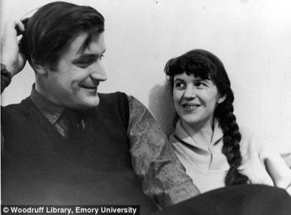 Sylvia Plath and Ted Hughes as newlyweds 