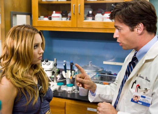 Harry Connick Jr. teaches the finer points of his research to Amanda Bynes in "Living Proof."