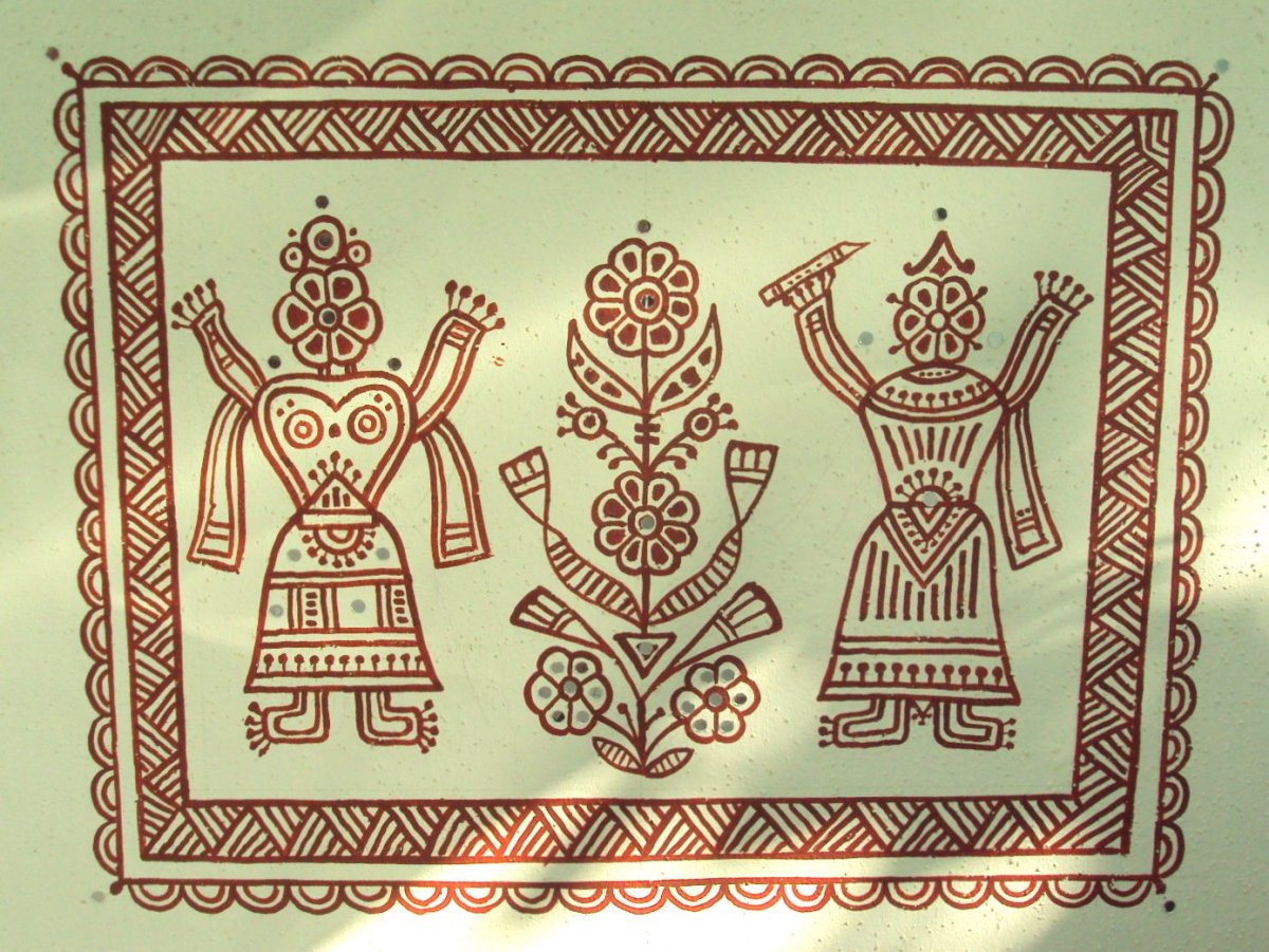 Gzel bir Onbirinci Chitra'da gne  ak, kabile wall art centerpiece motif