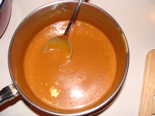 Caramel is ready to pour when it is smooth and creamy.