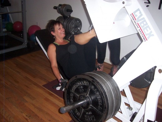 Our client doing a 500 lb leg press.