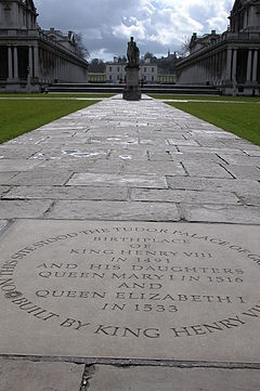 This plaque marks the spot of the Tudor Palace at Greenwich