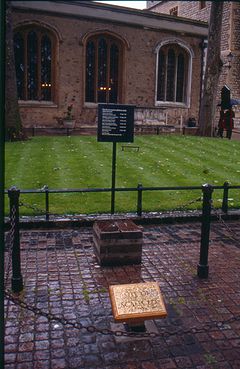 Scaffold site at the Tower of London- the location of many executions