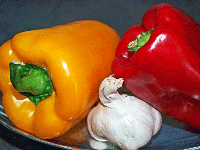 Red and yellow peppers and garlic add powerful anti-inflammatory nutrients to our diet.