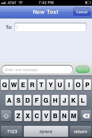 The New Text screen in Google Voice.