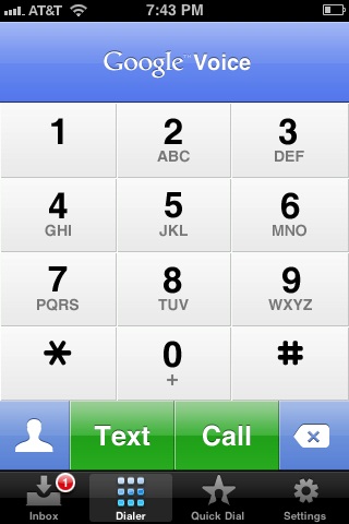 Send text messages from your Google Voice's Dialer screen.