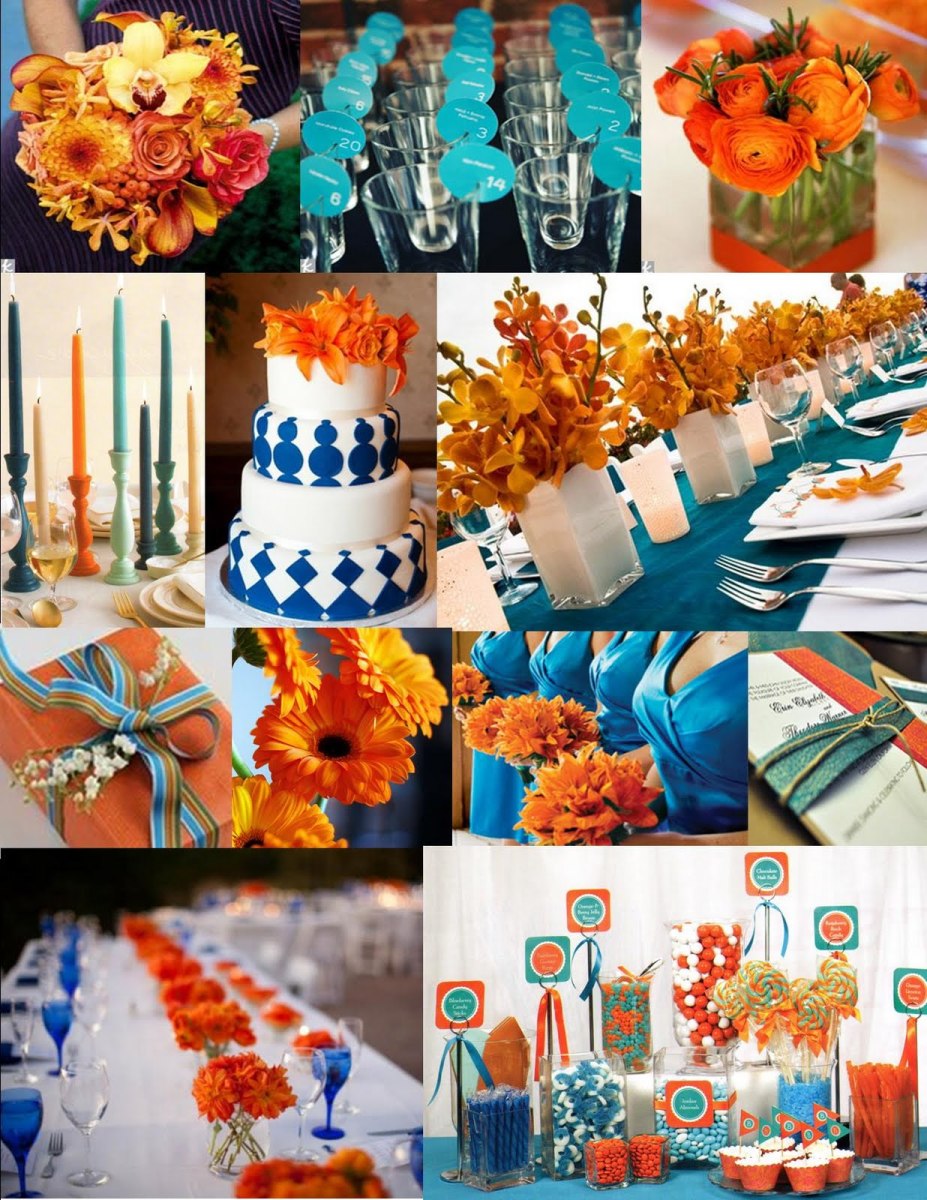 Festive Blue And Orange Wedding Ideas Wedding Color Combos