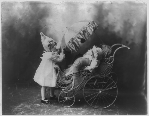 Highly elaborate wicker baby carriage, circa1900