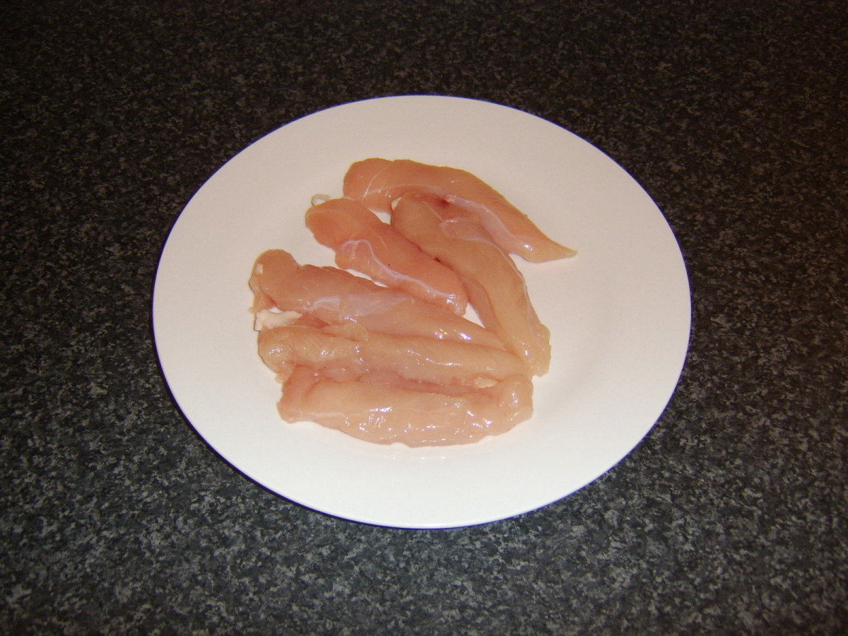 Sliced breast of chicken for dippers