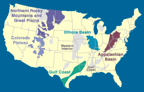 Coal-bearing regions in the United States.  What's scary is that all these regions could be subject to mountaintop removal.