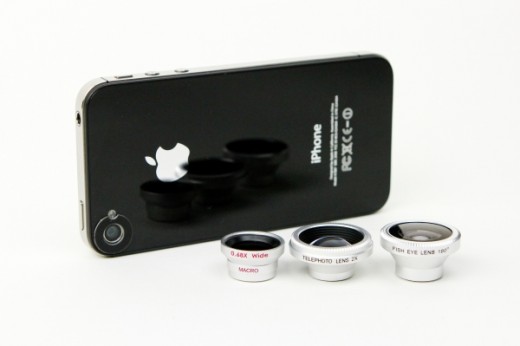 Stick this ring magnet around your iPhone's camera port and you can use it to attach three different lenses! 