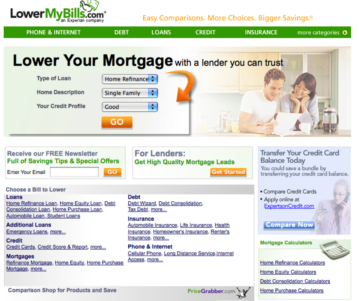 Lowermybills.com is an example of a lead generation company with good offers.