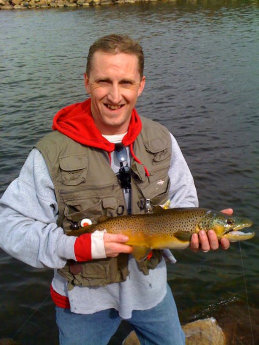 Angler Joe Jacobsen with a large Brown Trout from the Big Thompson River in Colorado
