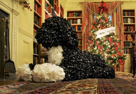 One of the many, many Bo decorations that have put the First Lady into the Guinness Book of World Records a second time.