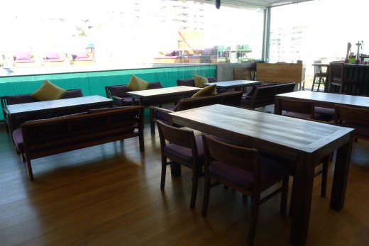 The top floor's bar/lounge with DJ booth.
