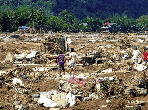 One of the villages that was swept away by the flood waters.
