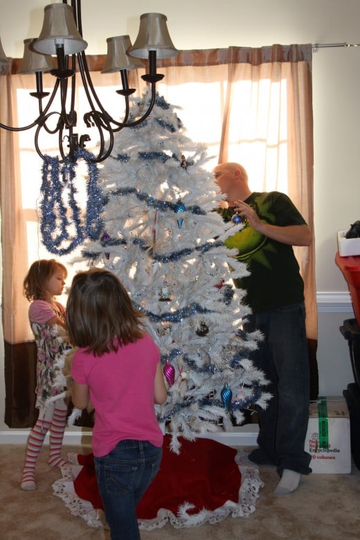 Decorating our Christmas tree