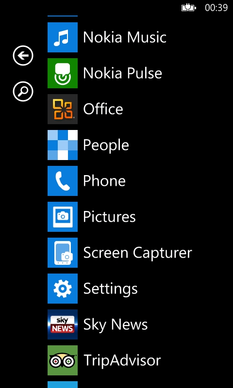 Application list Lumia-800