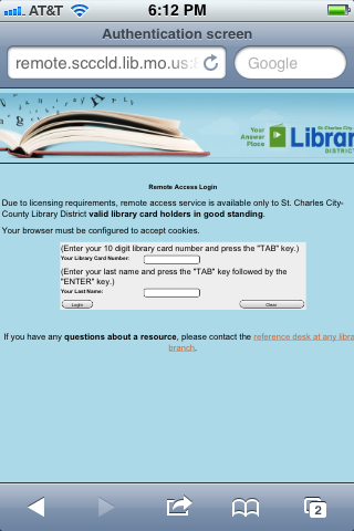 An example of what your library's login page might look like.