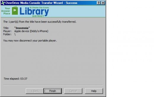 Click "Finish" to confirm the content has been downloaded and transferred.