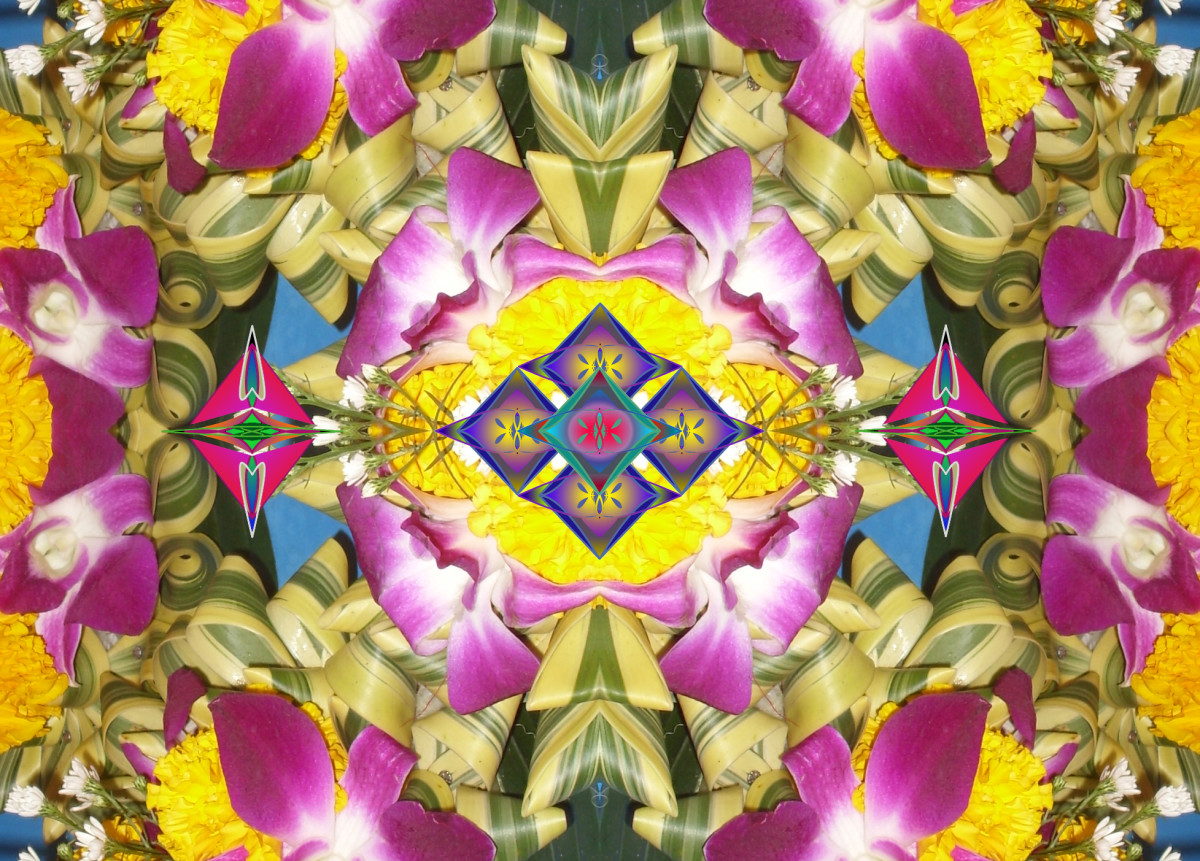 Symmetrical abstract flower arrangement