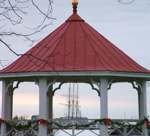 Gazebo in center of the village overlooking the Mystic River. 
