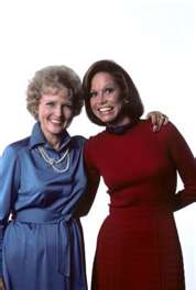 Betty White and Mary Tyler Moore during the Mary Tyler Moore show years, 1970-1977.