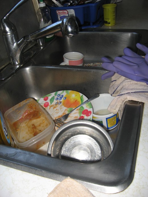Not as badly cluttered for a small sink; but can get worst if not abated.