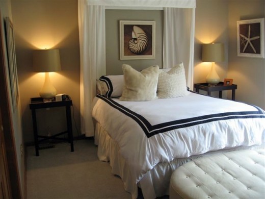 A low-budget basement guest room
