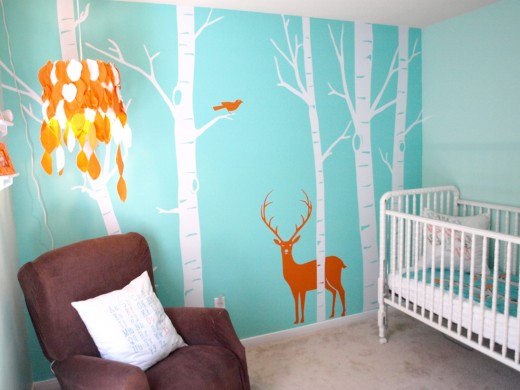 A blue nursery idea with girly & boyish potential. From BuyModernBaby.com.