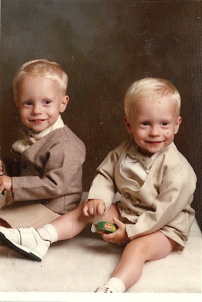 Outfits I had found for the boys for Easter when they were two years old. I loved the little shorts look on little guys, and I love the way we had to "bribe" them with raisins to get them to sit STILL for the picture! 