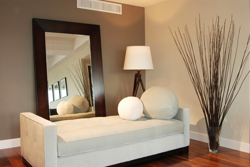 An accent wall painted two shades darker than the adjacent wall