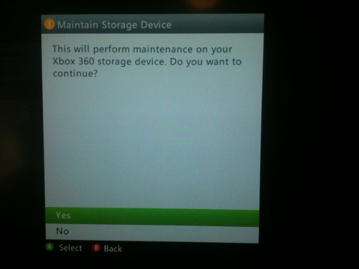 Select "Yes" to begin clearing the Xbox 360's cache.