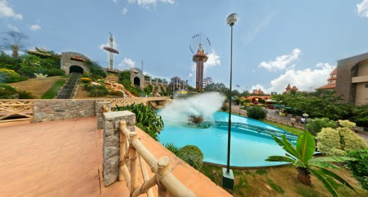 Water Splash and other rides at Wonder La Amusement Park, Bangalore, Karnataka, India