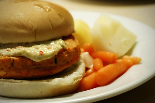 Salmon Patty in a Bun