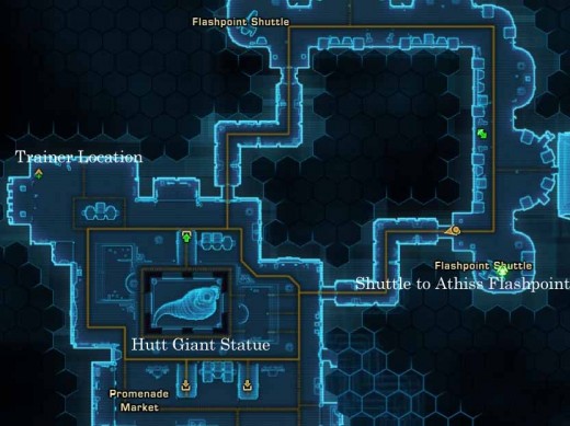 SWTOR Location of Sith Inquisitor Trainer on Nar Shaddaa