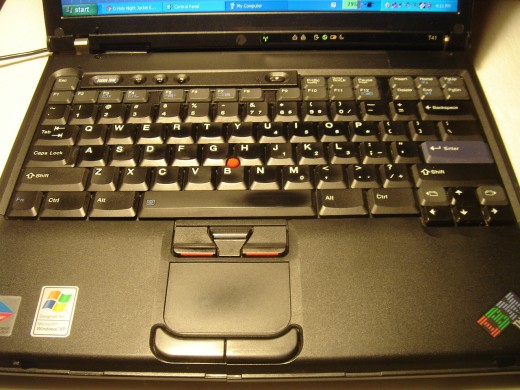 Keyboard and touchpad with sign of usage.