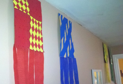 The banners representing each house hang in the "Great Hall."