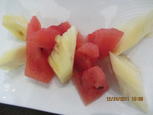 healthy dessert of tropical fruits