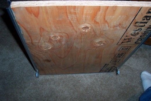 I made sure the rough side of the plywood I used was down. The top side was smooth and I'll cover it with oak veneer. One day I plan to replace the shelf with solid oak, but for now the plywood works great.