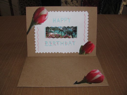 Card made from a vacation site calendar and nature calendar