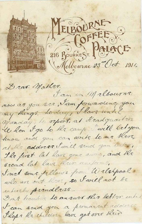Letter: 23rd October 1914 - Page 1