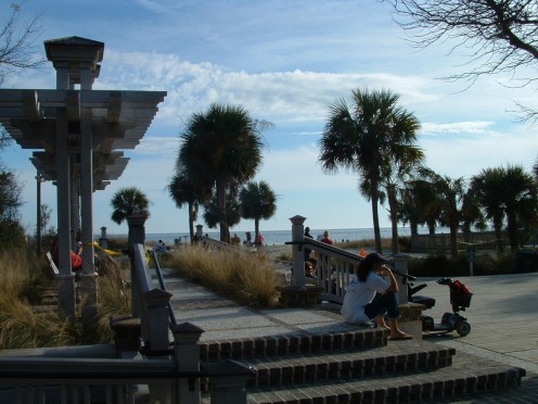 View of ocean which can be seen from swings and benches.