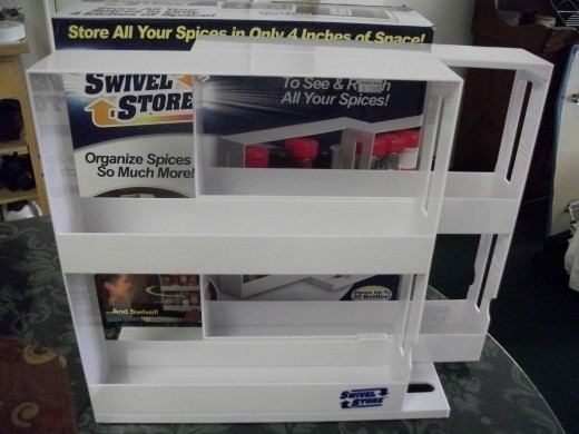 The Swivel Store helps increase cabinet space.  Click on image for larger view.