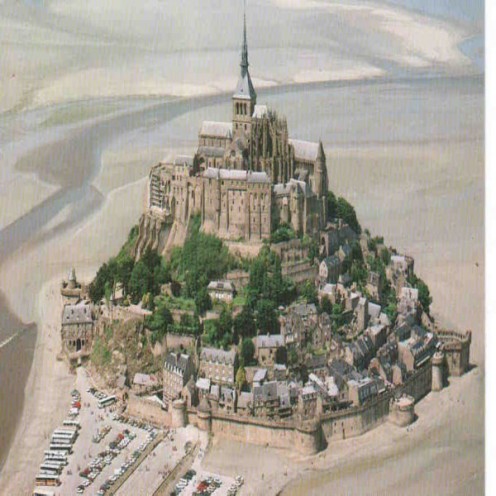 Le Mont-St-Michel  is situated in Normandy, France at the mouth of Couesnon River in Normandy 