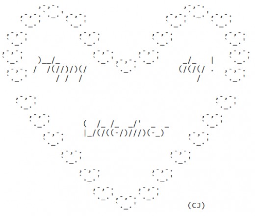 valentines day ascii art for facebook