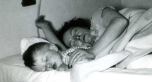 A crusty exterior with a doughy center, Aunt Maggie napping with my brother, Steve